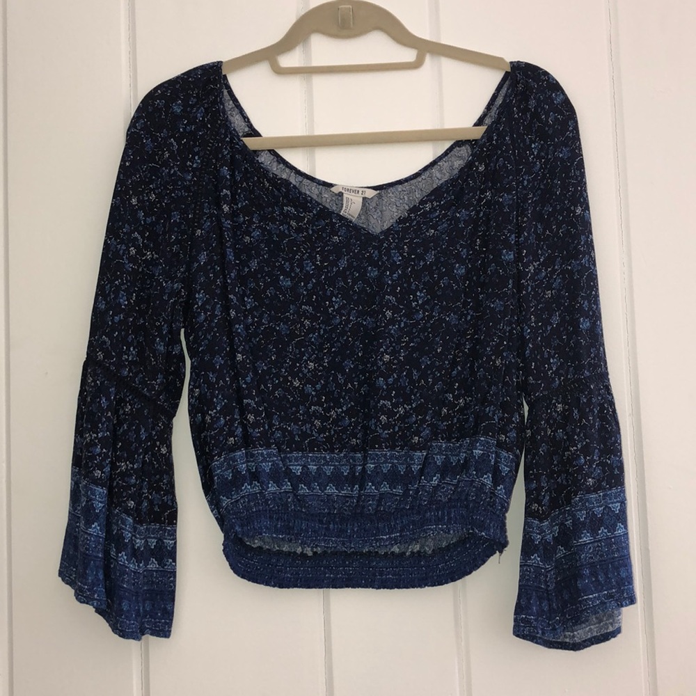 Blue flowy shirt from forever 21
